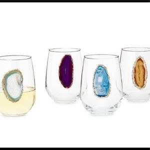 Custom geode stone wine, champagne, martini glass
